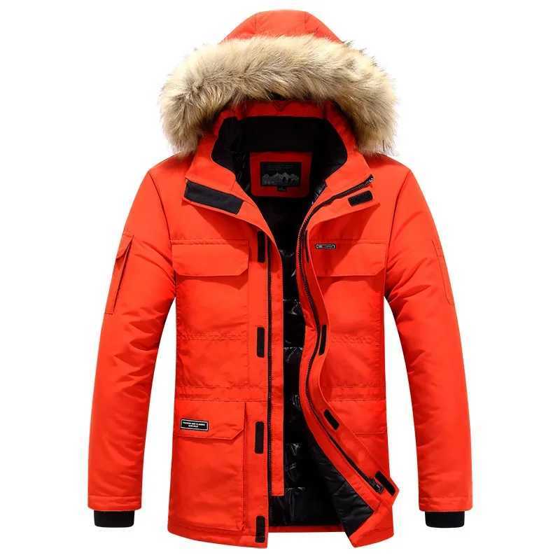 Brand winter fur hooded park mens duck down snow jacket windproof jacket thick -30 degrees warm outdoor jacket M-6XL Y241126