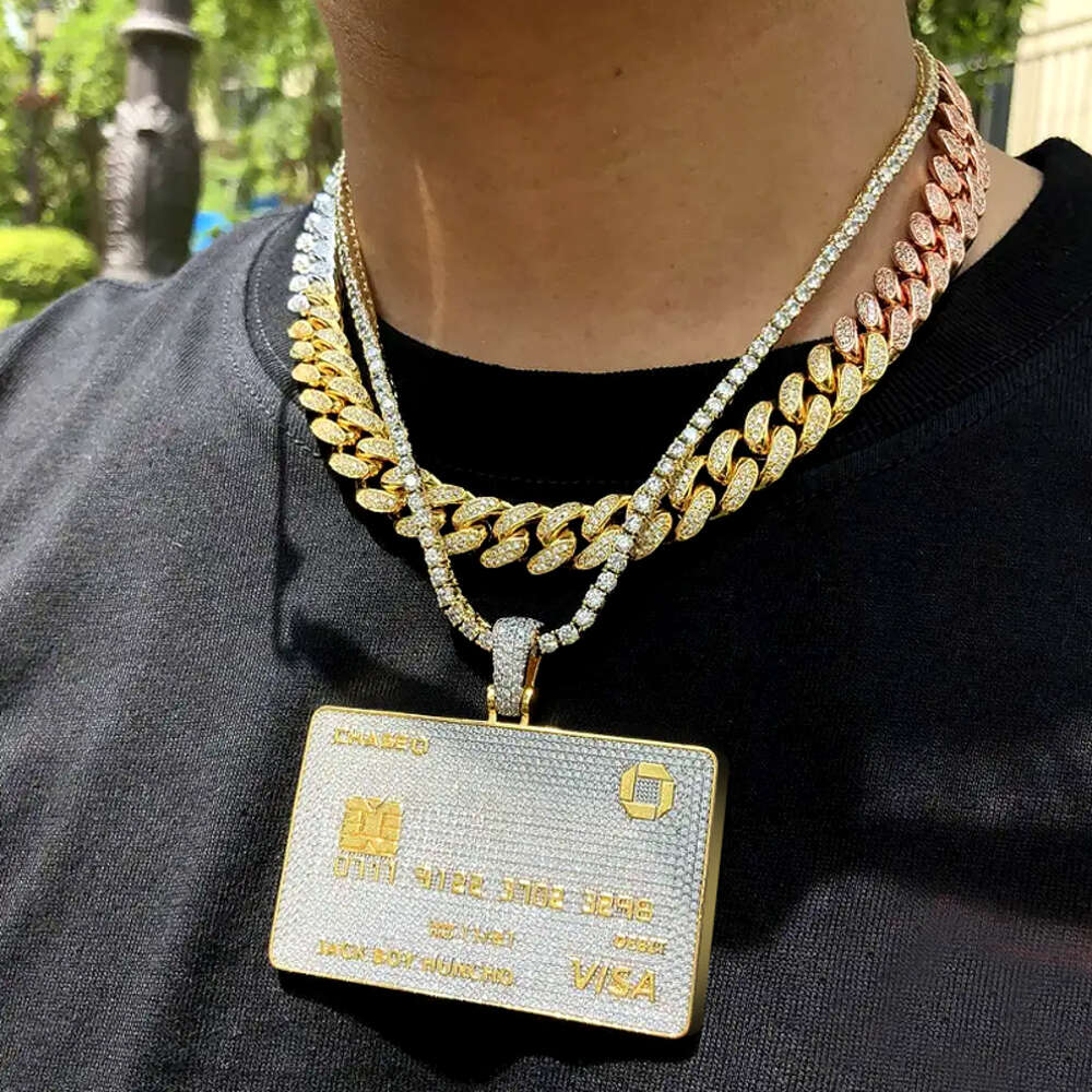Credit Card Pendant Silver 10k 14k 18k Custom Def Vvs Moissanite Personalized Name Chain for Men Women Iced Out Pendants
