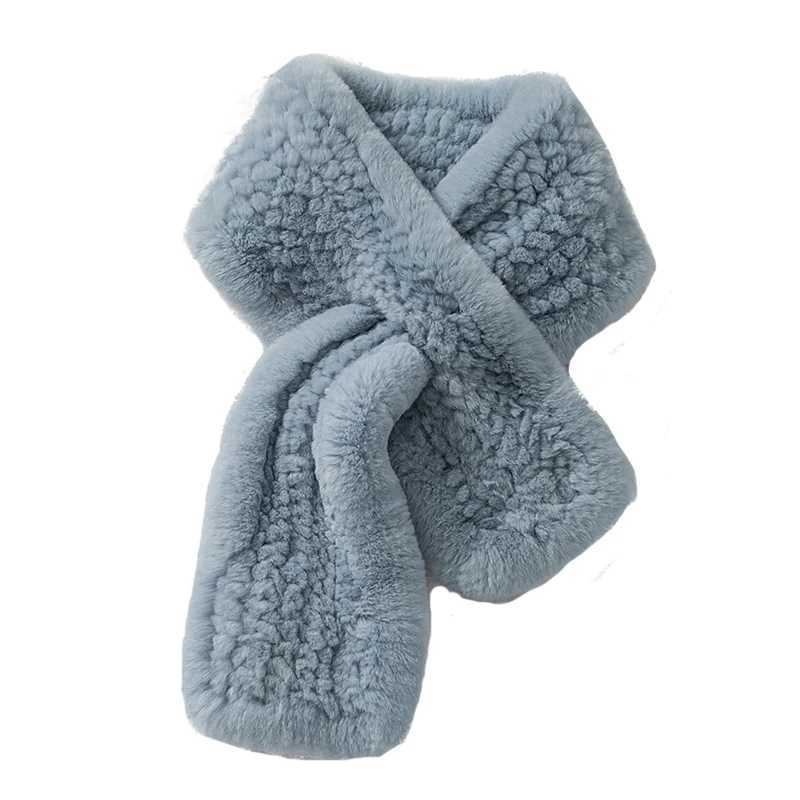 ZDFURS * Winter Thick True Rabbit Fur Fluffy Scarf Knitted Rex Rabbit Fur Collar Rabbit Fur Muffler Fashion Scarf W241127