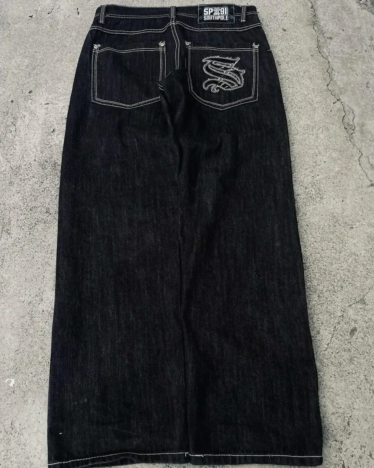 Y2K American Fashion Jeans Vintage Gothic Graphic Embroidery Loose Mens Jeans Harajuku Hip Hop Street Wide Leg Jeans 241126