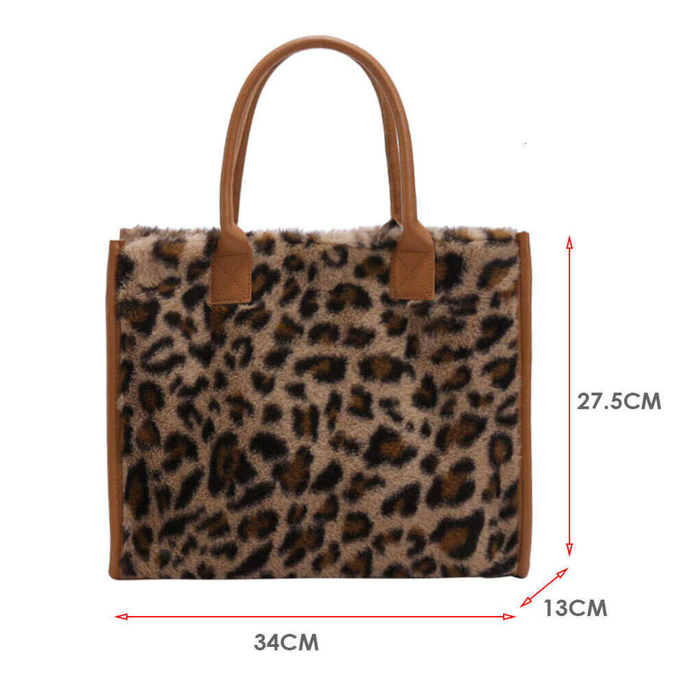 Designer Bag Top-Handle Bags Retro Cow Leopard Print PU Leather Plush Design Autumn Winter Fashion Small Women Small Handbags