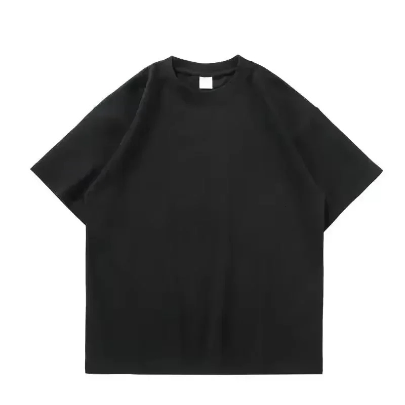 Black White GSM 500g Heavy Duty Cotton Plus Size TShirt Crew Neck Mens Short Sleeve Three Needles Half Tee 241127