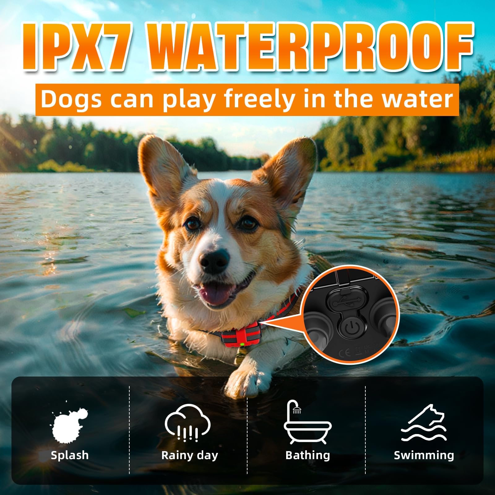 PEDONO Remote Control - Dog 15-120lbs Small Medium Large Dogs, Rechargeable Waterproof E Collar for Dogs Training with Beep, Vibration, Safe Shock