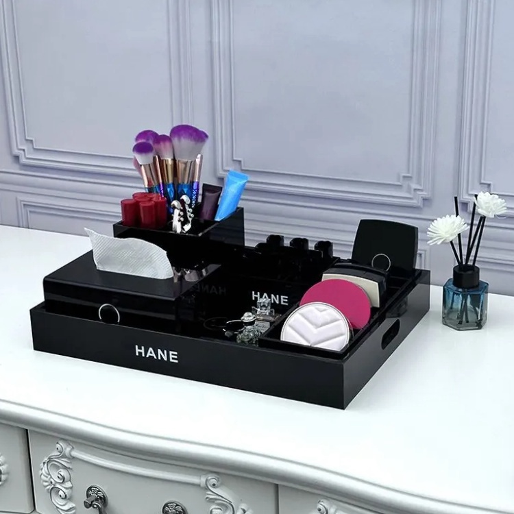 19 style Acrylic bedroom living room goods organizer box Home storage box desktop Home items multifunctional Large capacity storage tray letter logo S
