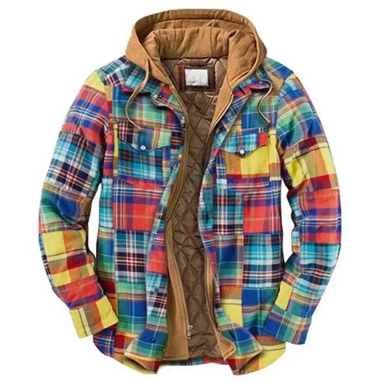 Mens Winter Jacket Harajuku Plain Shirt Coats Hoodie Zipper Long Sleeve Basic Casual Shirt Jacket European Style Size S-5XL W241127