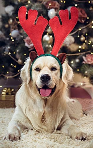 BWOGUE Dog Elk Reindeer Antlers Headbands Set Pet Christmas Costume Accessories Headwear for Medium Large Dogs