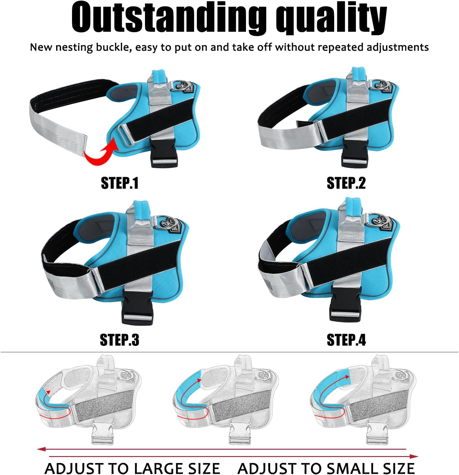 Bolux Harness, No-Pull Reflective Dog Vest, Breathable Adjustable Pet Harness with Handle for Outdoor Walking - No More Pulling, Ting or Choking ( (Pa