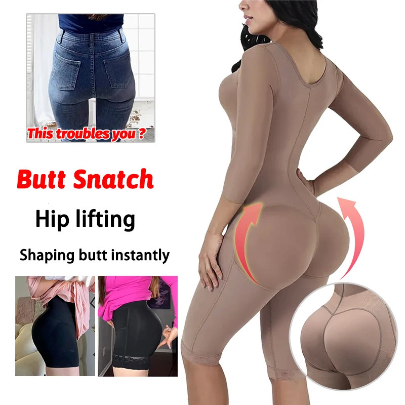 Full Body Colombian Girdles Shaper High Compression Bodysuits Postoperative Postpartum Lipo Arm Slimmer Waist Reducing Shapewear 241112