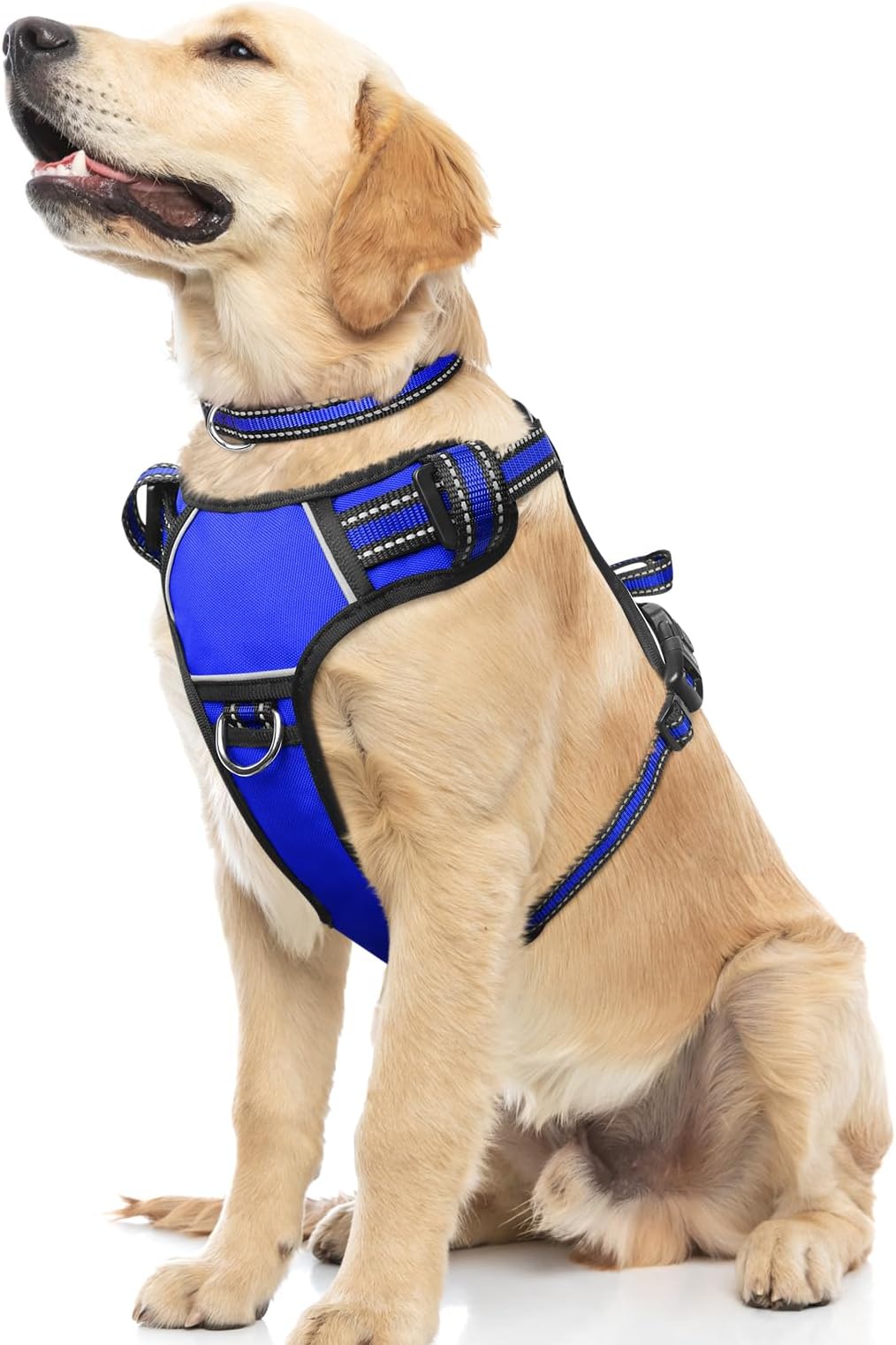 WINSEE Harness No Pull, Pet Harnesses with Dog Collar, Adjustable Reflective Oxford Outdoor Vest, Front/Back Leash Clips Small,, Large, Extra Large Do