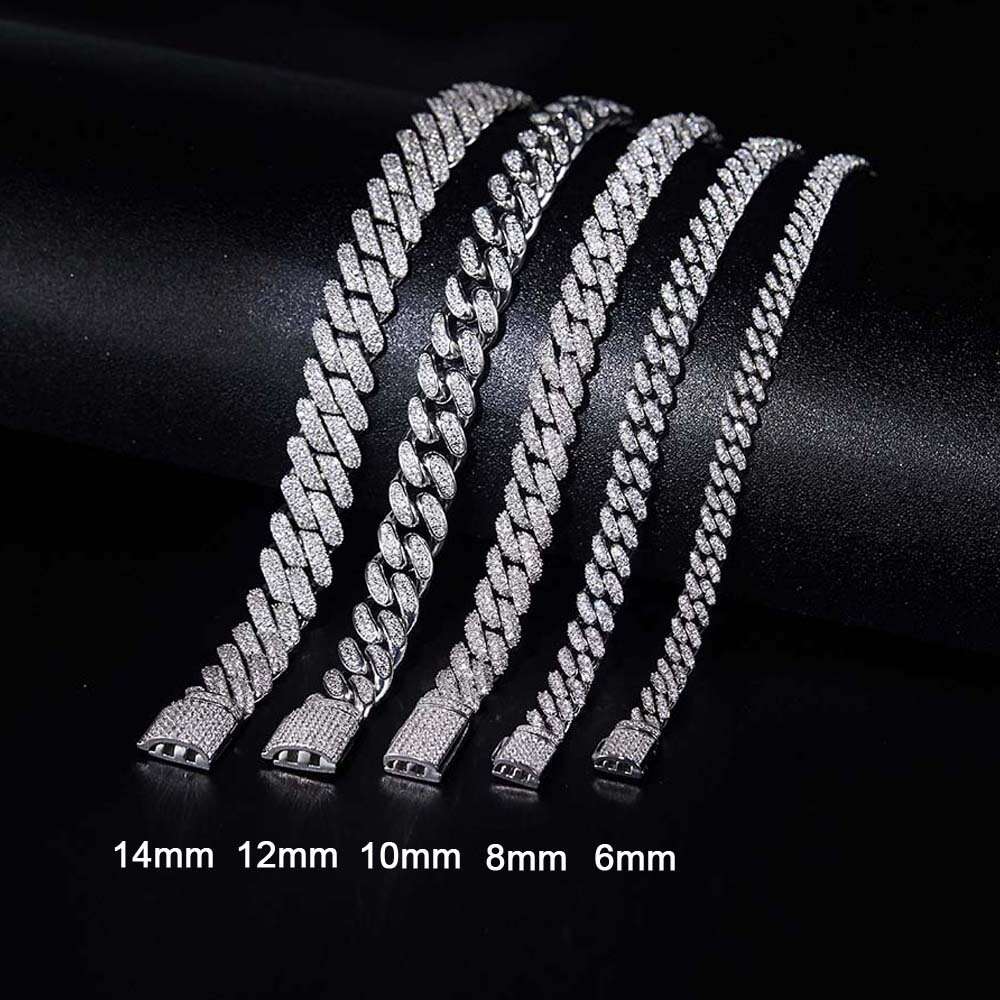 Rinntin Smn Iced Out Hip Hop Cuban Link Chains Custom Jewelry Real 925 Sterling Silver Moissanite Diamond Chain