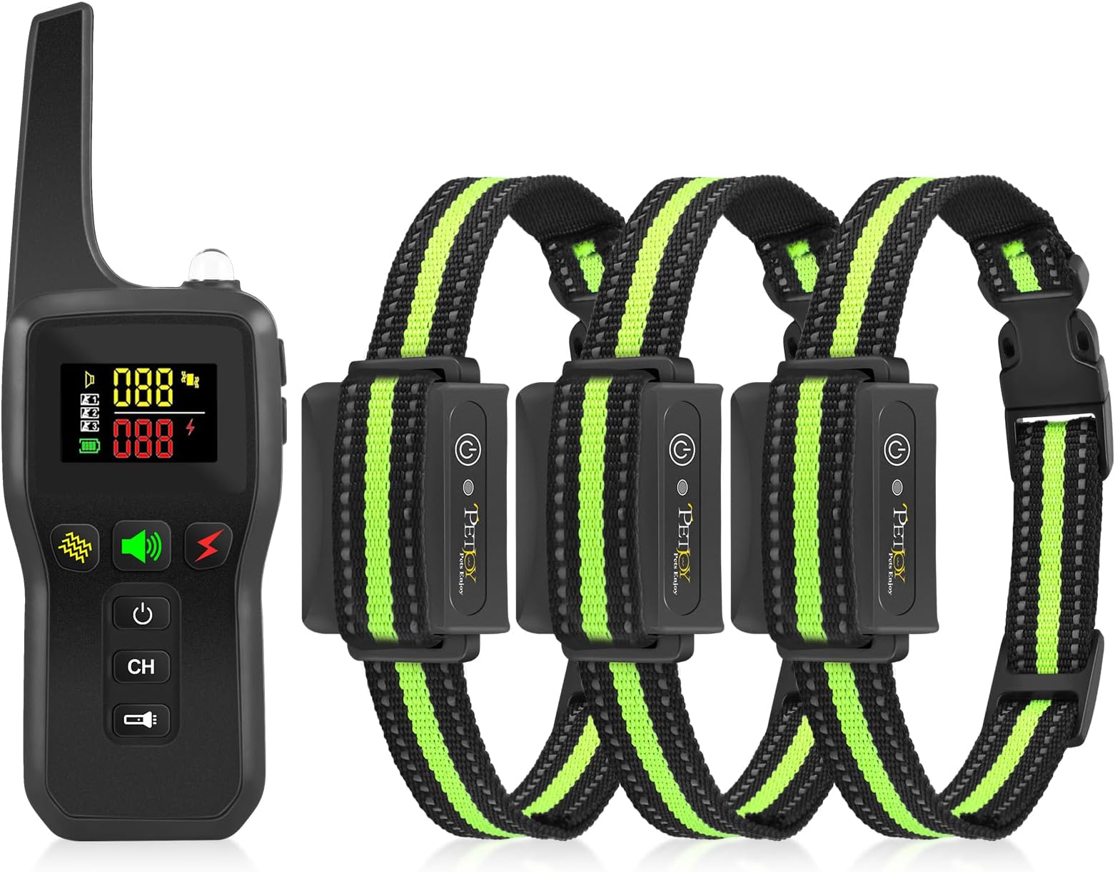 PetJoy Automatic for 3 Dogs, Modes, Bark and Training Combo, Shock Collar with Auto Mode (Level 1-5) - Remote 3300 Ft