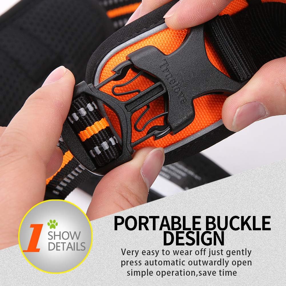 JUXZH Soft Front Dog .Best Reflective No Pull Harness with Handle and 2 Leash Attachments