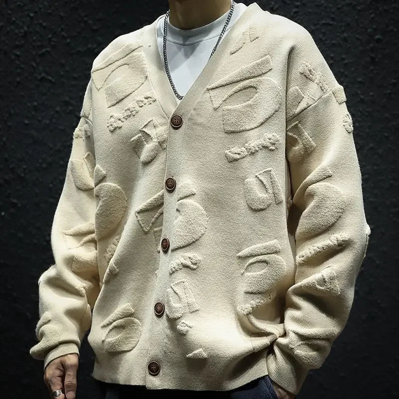 Long sleeved knitted cardigan mens casual Korean clothing jacket top Y2k cashmere jumper er womens sweater 241126