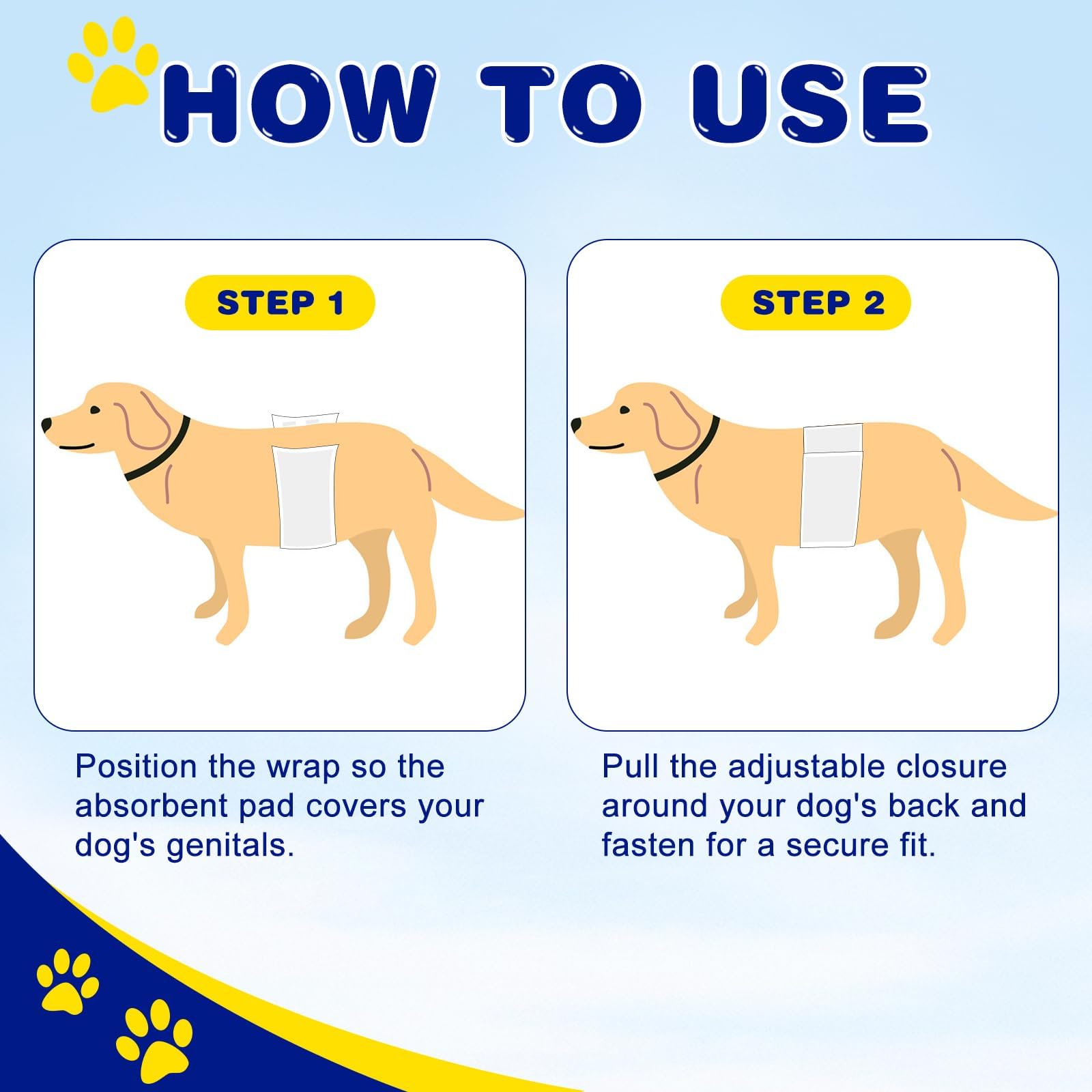 XPCARE 50 Count Disposable Male Dog Diapers, Male Dog Wraps,Super Absorbent Leak-Proof Fit