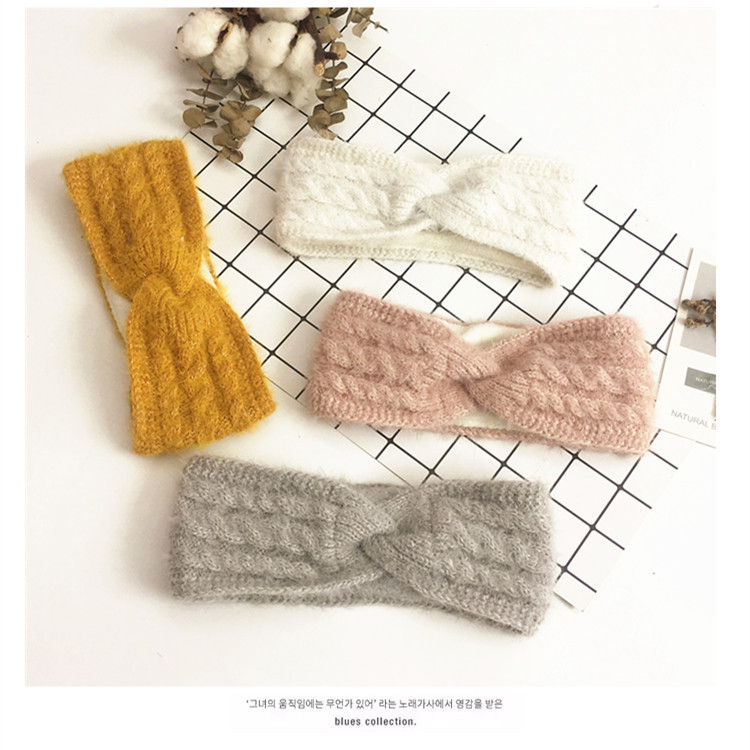 Autumn and winter new European and American knitted cross headband ear protection headband women's warm woolen headband headwear accessory