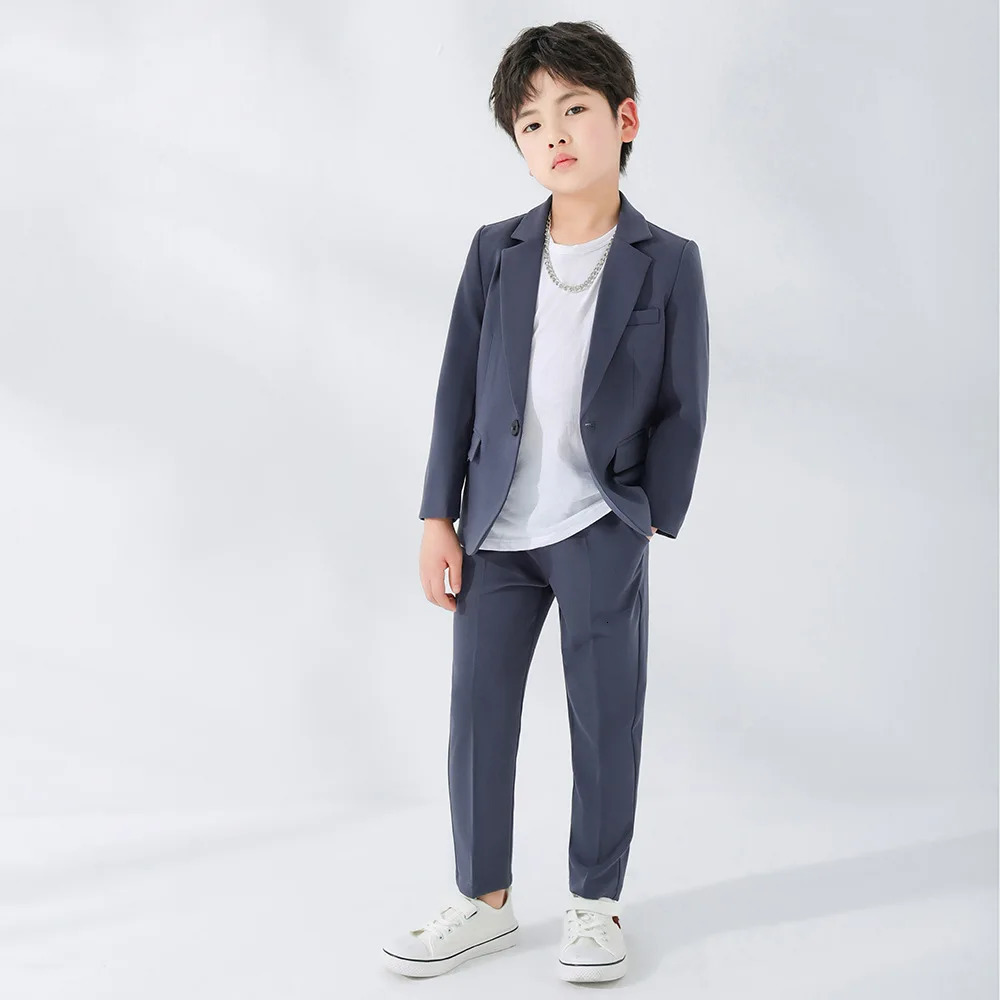 Kids Solid Blazer Jacket Pants Suits Boys Tuxedo Formal Dress Clothes Sets Children Fashion British Costume Teenage Leisure Suit 241126