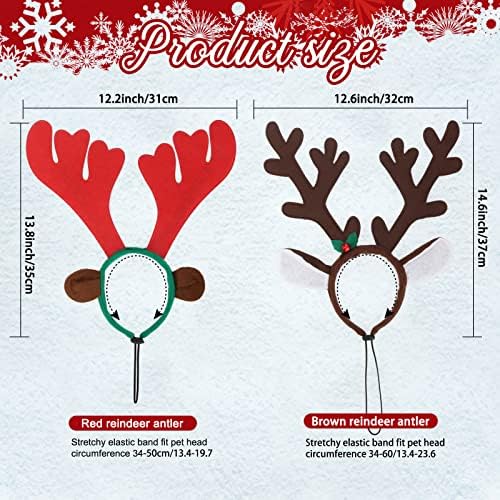 BWOGUE Dog Elk Reindeer Antlers Headbands Set Pet Christmas Costume Accessories Headwear for Medium Large Dogs