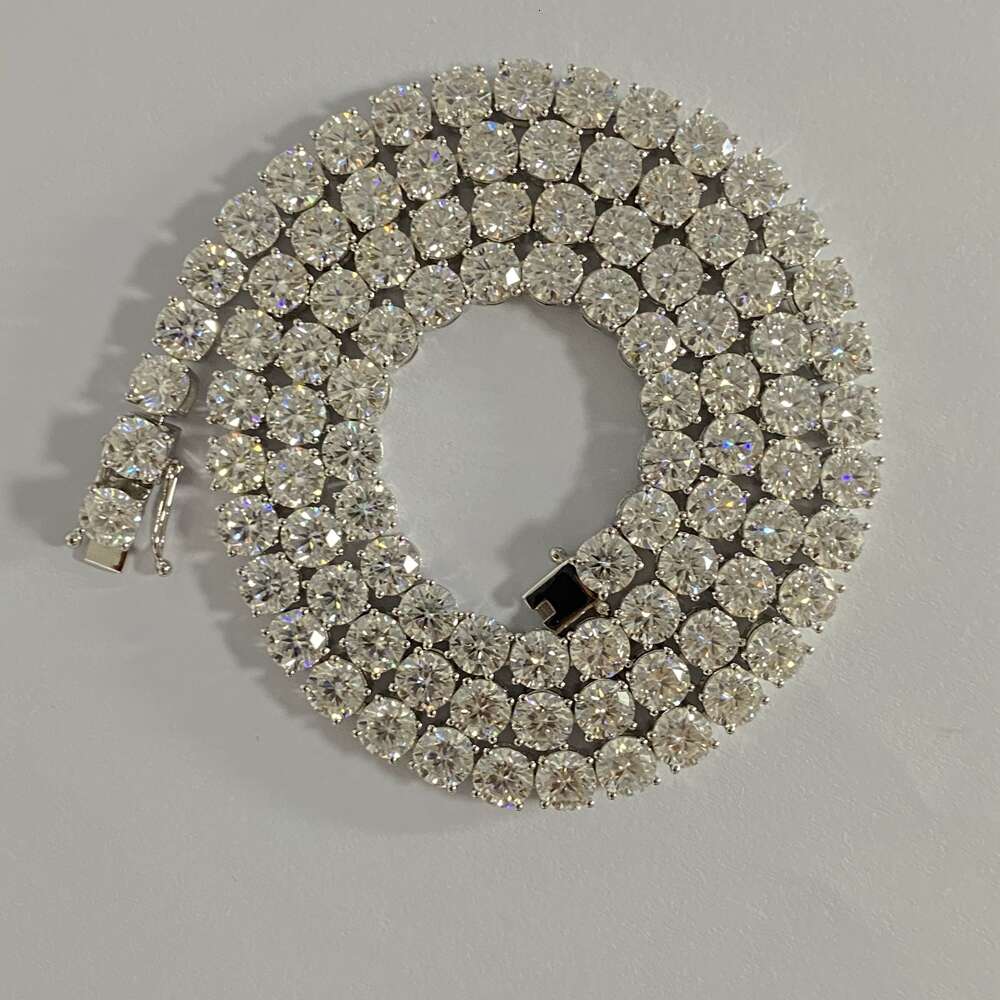 Hq Gems 18 Inch 5mm 925 Sterling Silver Iced Out Moissanite Diamond Hip Hop Jewelry Tennis Necklace Chain for Men