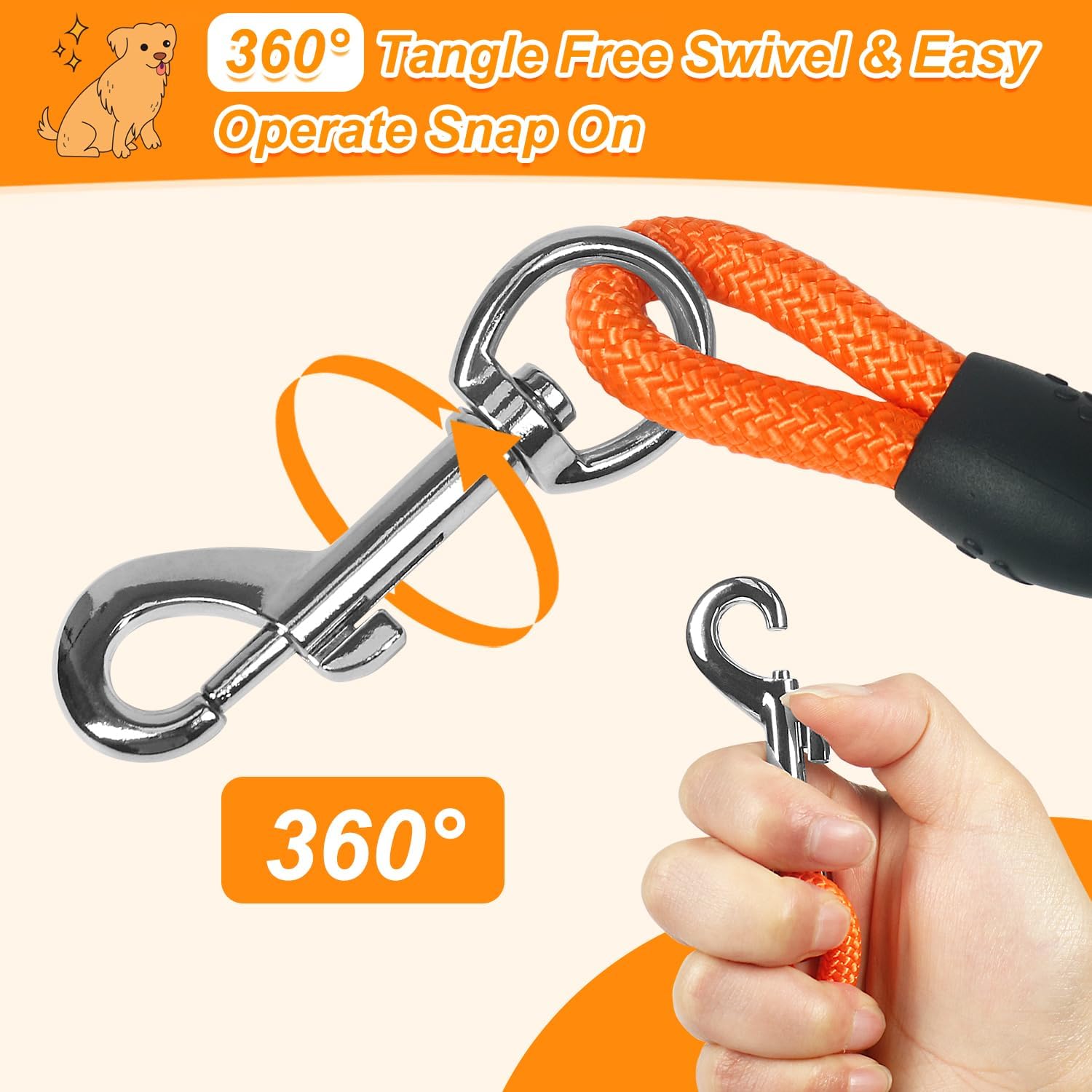 Vivifying Floating Long 20FT Training Leash, Lightweight Dog Check Cord Rope Leash with Comfortable Handle for Outside, Hiking, Swimming, Beach and La