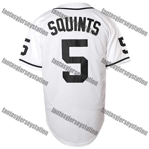 IN STOCK The Sandlot Baseball Jersey 5 White SQUINTS Embroidered Baseball Sports Tops Baseball Shirt 90s Hip Hop Fashion Clothing for Sports Festive O