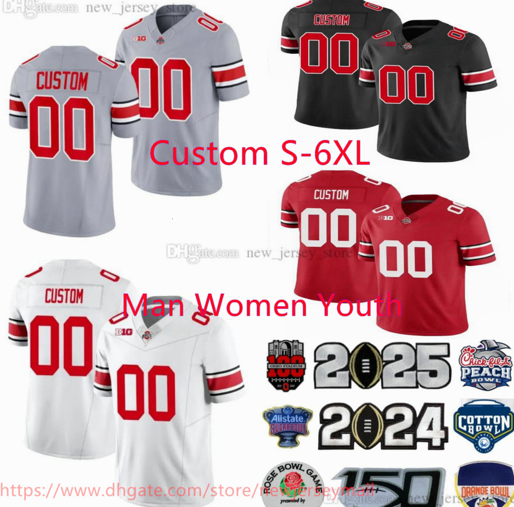 2024-25 Custom Football Jersey NCAA 4 Jeremiah 18 Marvin Smith Harrison Caleb Sonny Downs Styles Kyle Justin McCord Fields Stroud Will Henderson Howard