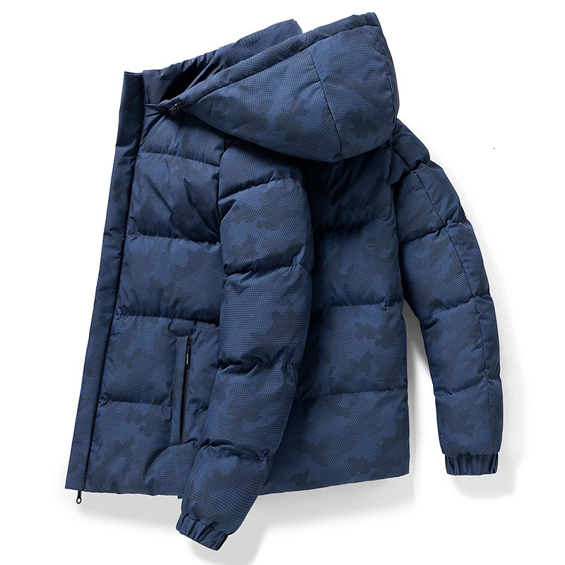 Winter MenS Casual Camo Hooded Cotton Coat Youth Fashion Loose Versatile Cold Resistant And Warm Down Male 241126