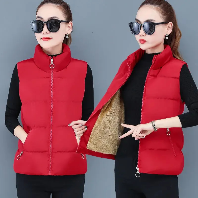 Womens jacket vest cotton vest womens winter loose sleeveless jacket Chaleco Mujer 241126