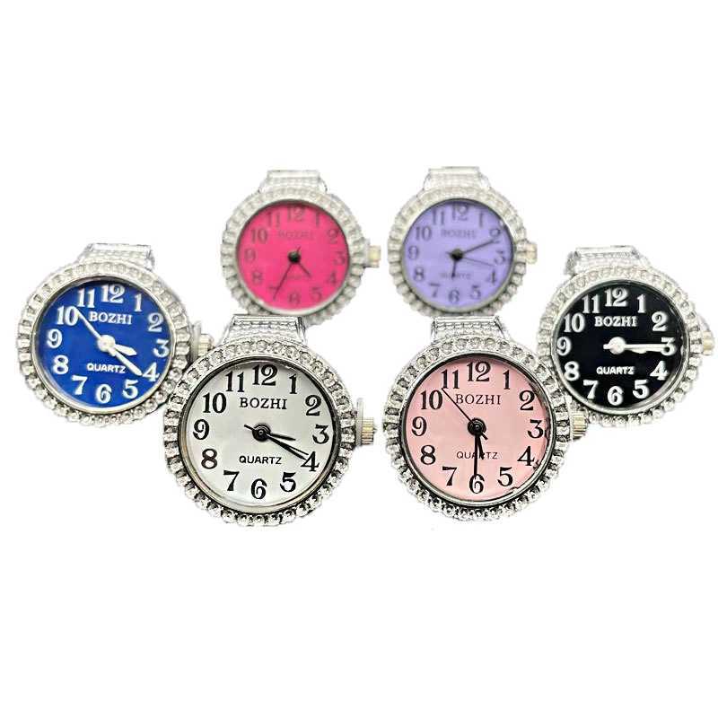 Steel Fun New Roman Quartz Finger Rings Vintage Punk Mini Elastic Str Alloy es Couple Rings Jewelry Clock Women MenXJ241127