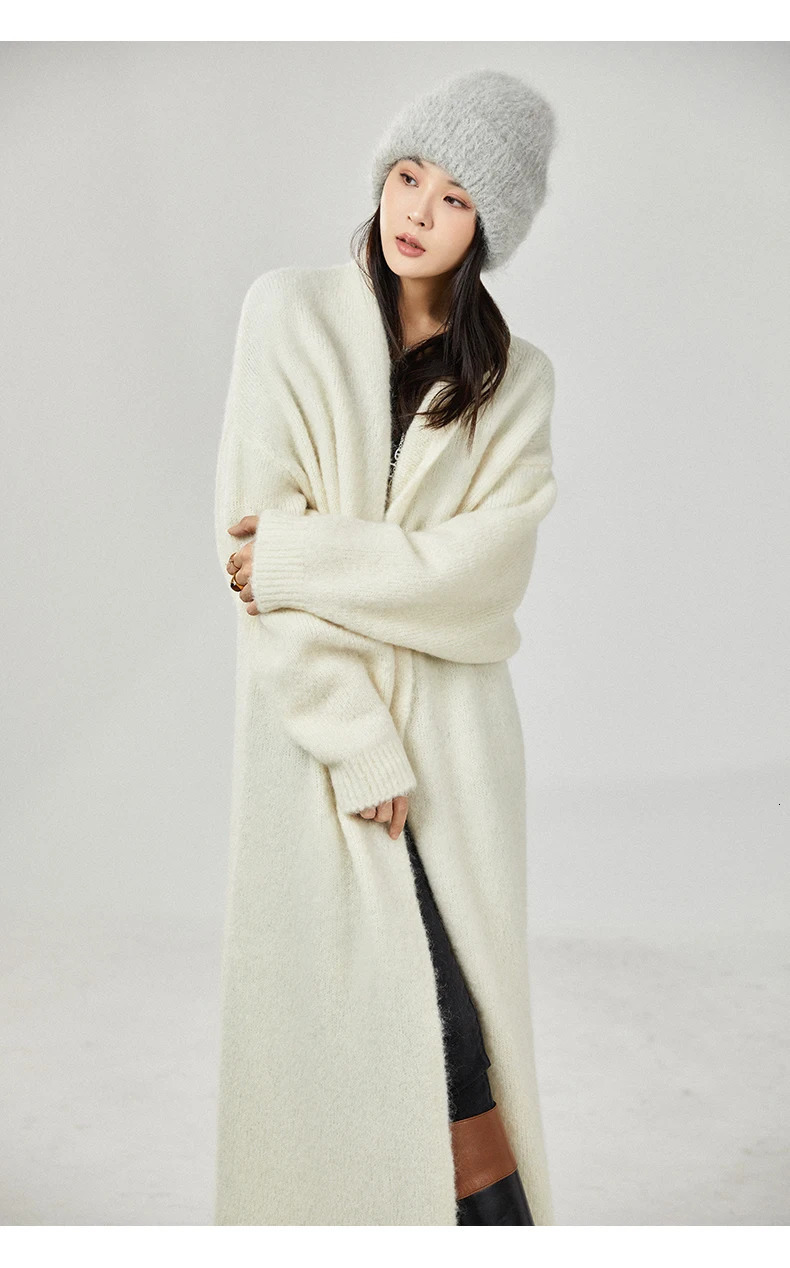 Cashmere Buttonless Cardigan Coat Long Sleeve Shawl Light y Plus Size 241112