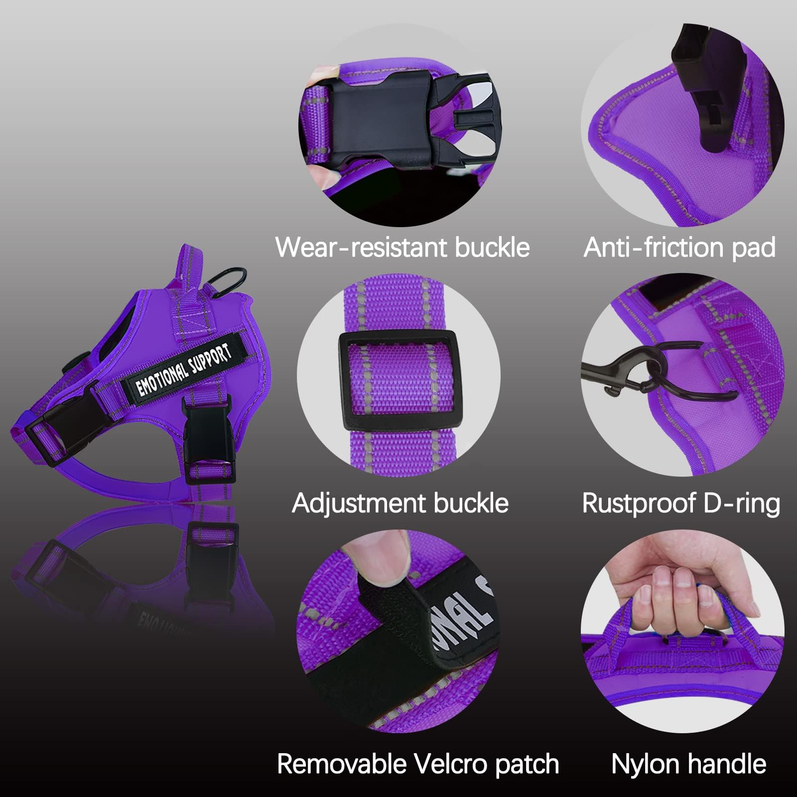voopet Emotional Support Ha, Professional Service Dog Vest for Small Medium Large Dogs, Reflective Breathable and Adjustable No Pull/Choke ESA Essenti