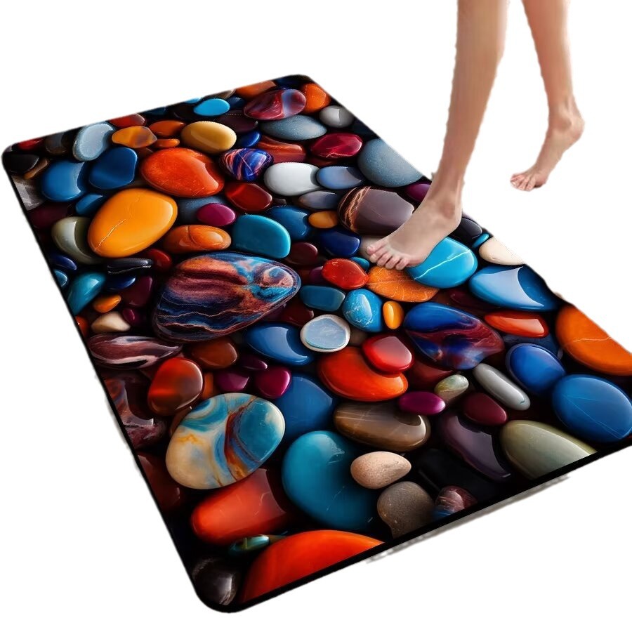 3D Three-dimensional Pebble Diatom Mud Bathroom Absorbent Mat Quick-absorption Non-slip Foot Mat Bathroom Kitchen Door Mat