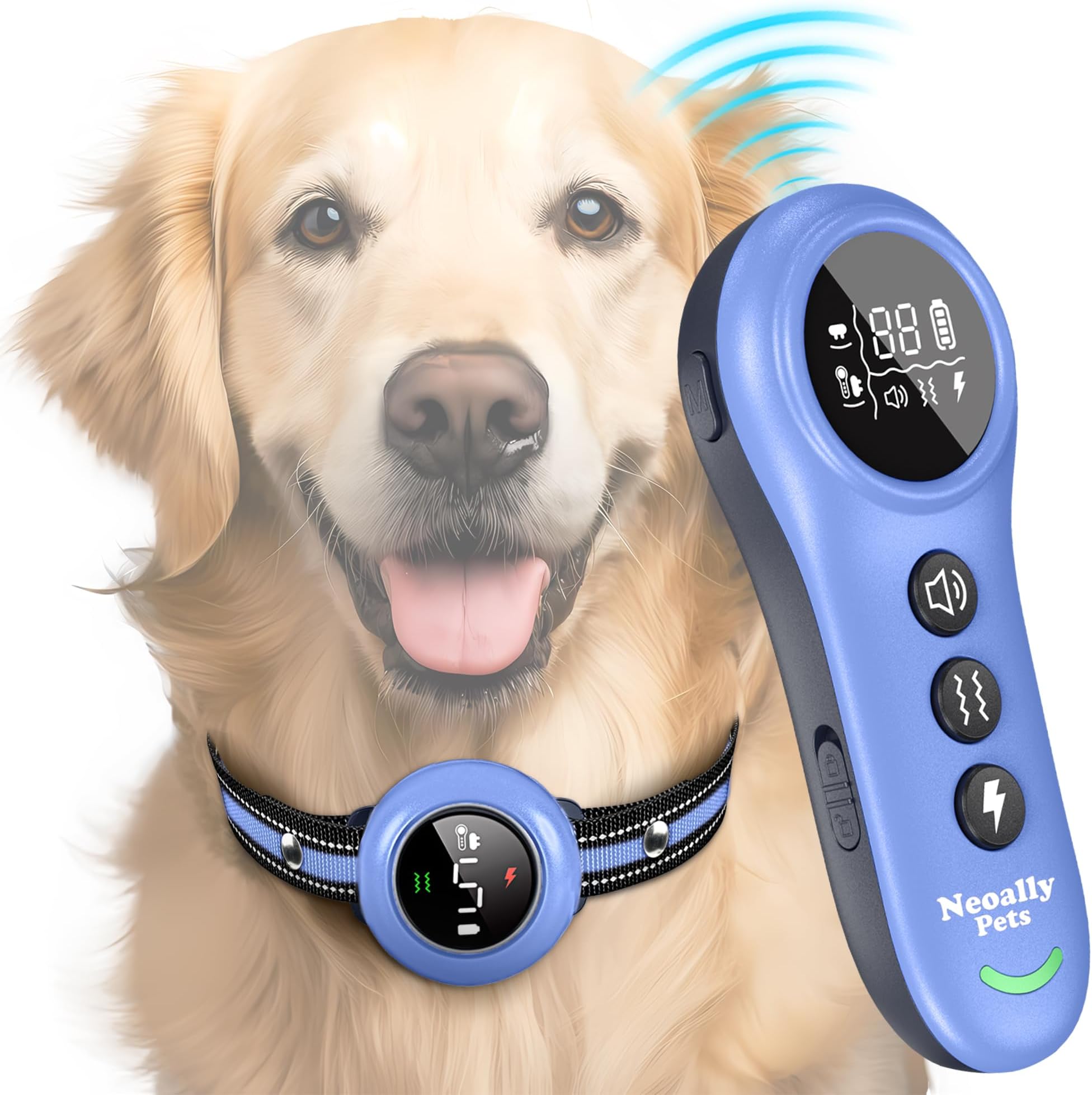 Neoally 2 in 1 Dog Training Bark Control Collar: Smart Anti Barking Collar with No Remote for 5-150 lbs Small Medium Large Dogs. Rechargeable and Wate
