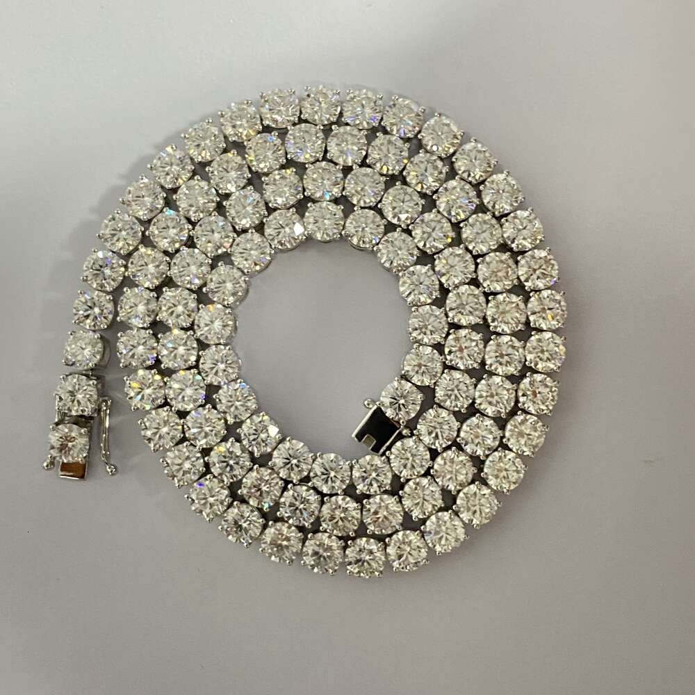 Hq Gems 18 Inch 5mm 925 Sterling Silver Iced Out Moissanite Diamond Hip Hop Jewelry Tennis Necklace Chain for Men