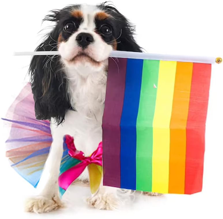 Rainbow Adjustable Pet Scarf Collars, Colorful Tutu Accessories for Small Cats Dogs Pets Gay Pride Month Party Daily Clothes Costume Supplies (S