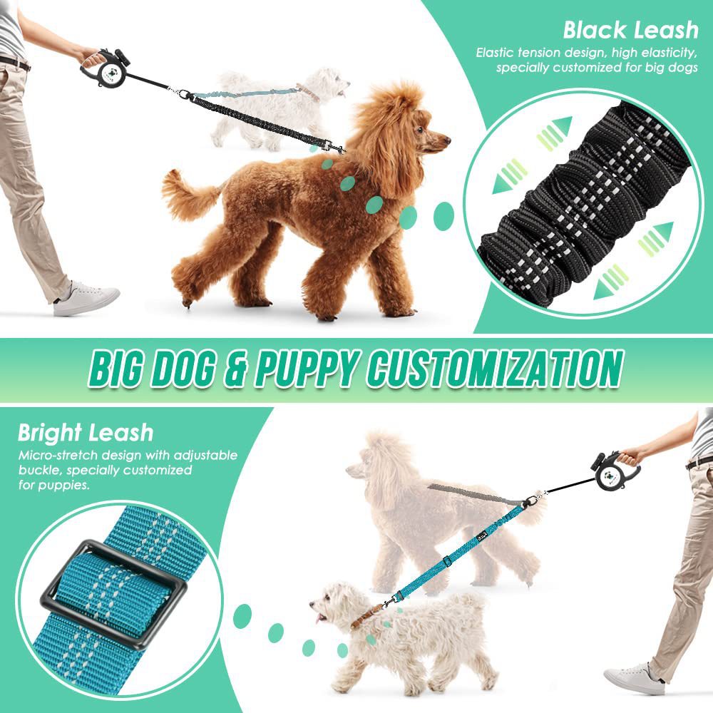 2025 New Large Explosion proof Charging Pet Automatic Scalable One to Two Dog Traction Rope High quality Wholesale Free Shipping