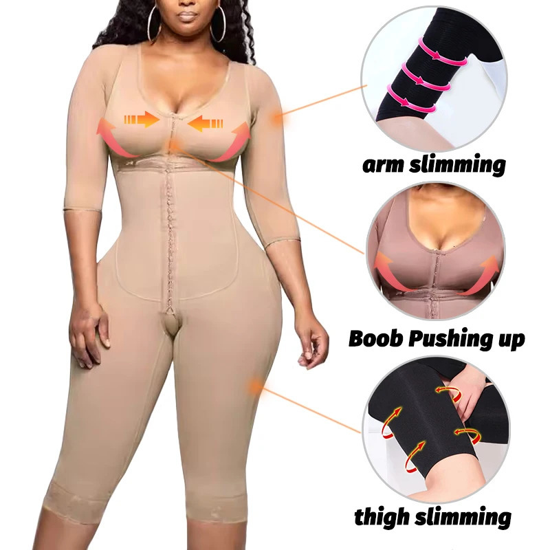 Full Body Colombian Girdles Shaper High Compression Bodysuits Postoperative Postpartum Lipo Arm Slimmer Waist Reducing Shapewear 241112