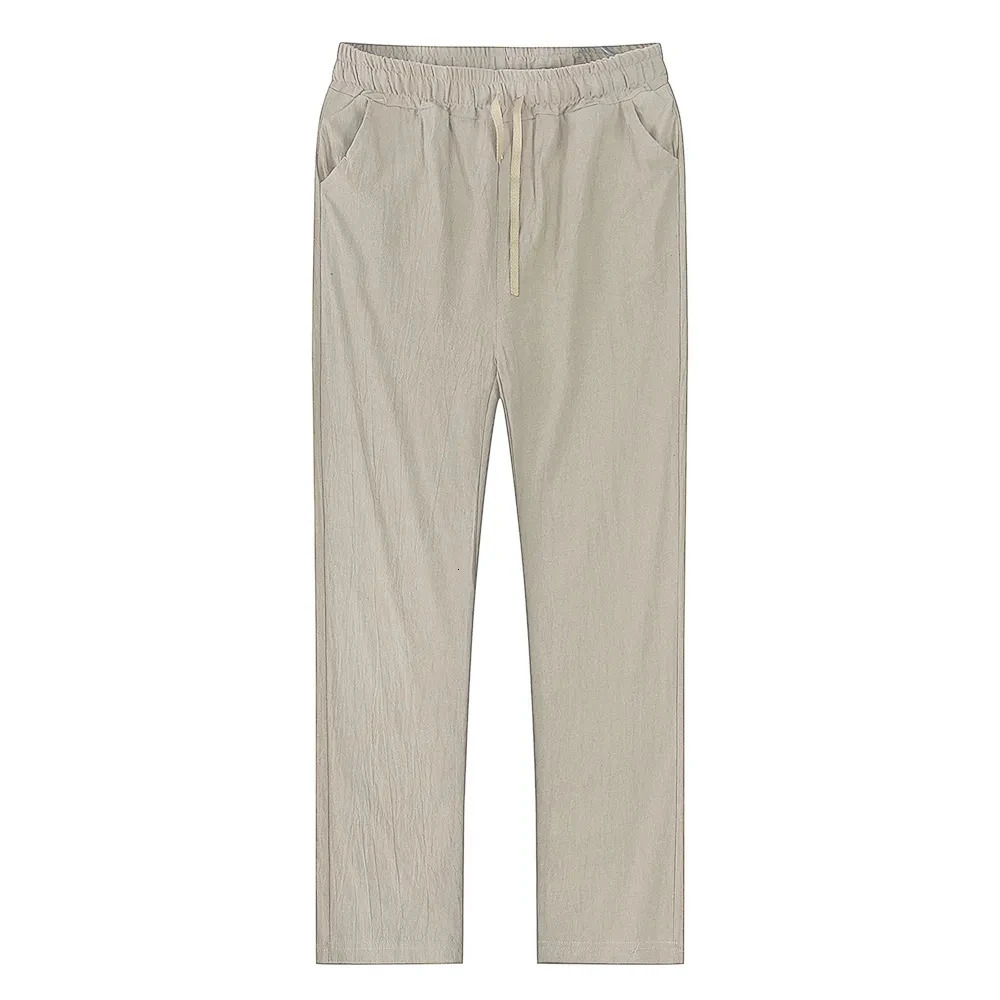Mens Cotton Linen Pants Male Autumn Breathable Solid Color Linen Trousers Fitness Streetwear S-3XL 241126