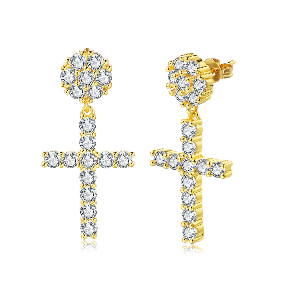 Choucong Hip Hop Dangle Earrings Luxury Jewelry 925 Sterling Silver Gold Fill Round Cut 5A Cubic Zircon CZ Diamond Elegant High Quality Party Woemn Cr