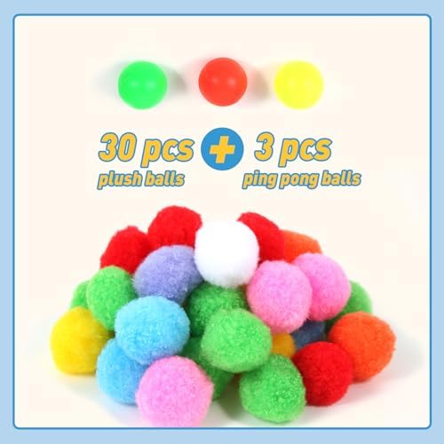 JPTECY Cat Ball Toy Launcher Gun 34pcs Cat Toys for Indoor Cats Interactive Cat Toy Kitten Toys Cat Balls Fetch Toy Cute Cat Toys Cat Ball Launcher, C
