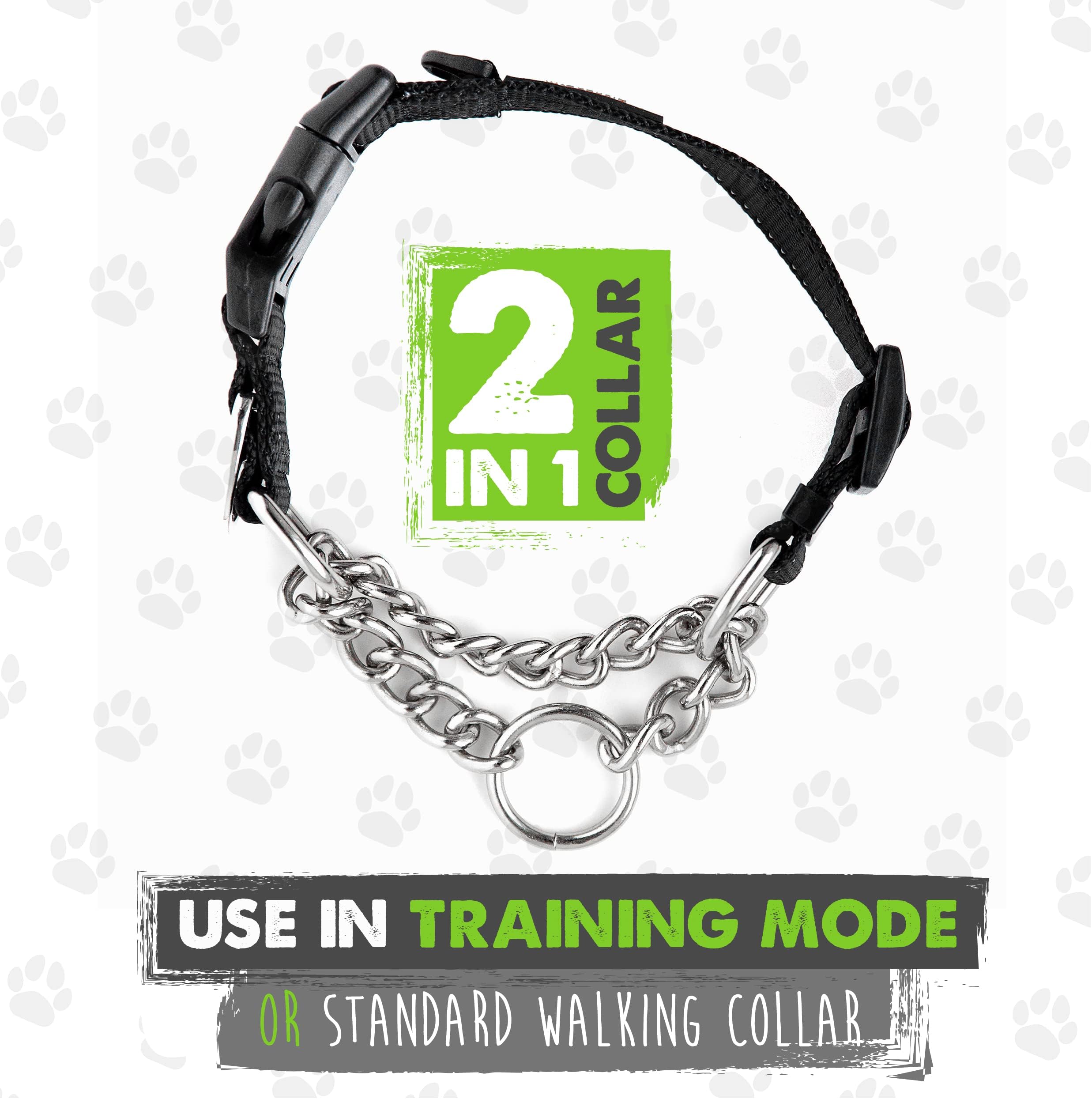 Mighty Paw Martingale Dog 2.0 | Trainer Approved Limited Slip with Stainless Steel Chain Heavy Duty Buckle Modified Cinch Collar for Gentle & Effectiv