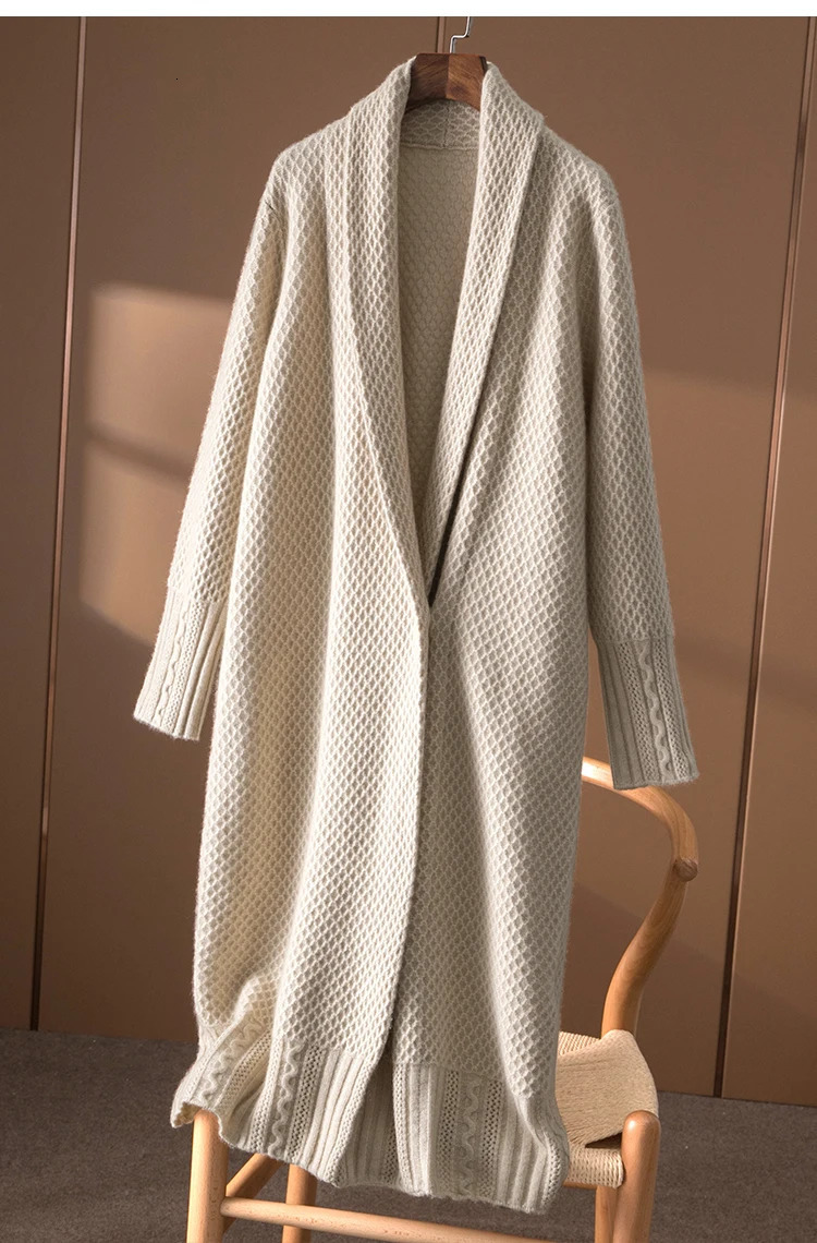Casual Long Cashmere Cardigan Women Tops Vintage Loose Sweater Coat Solid Oversized Jumper Korean Fashion Clothes 241112