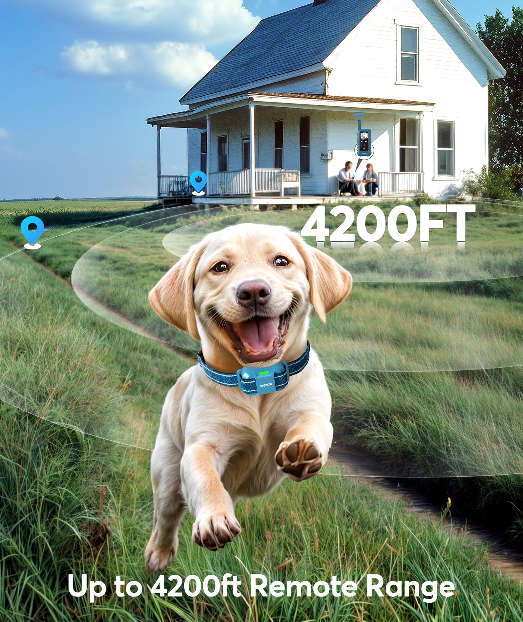 Jugbow - 4200FT Dog Remote, IPX8 Waterproof Electric with 4 Training Modes, Security Lock, Rechargeable Shock Collar for Dogs 5-120lbs