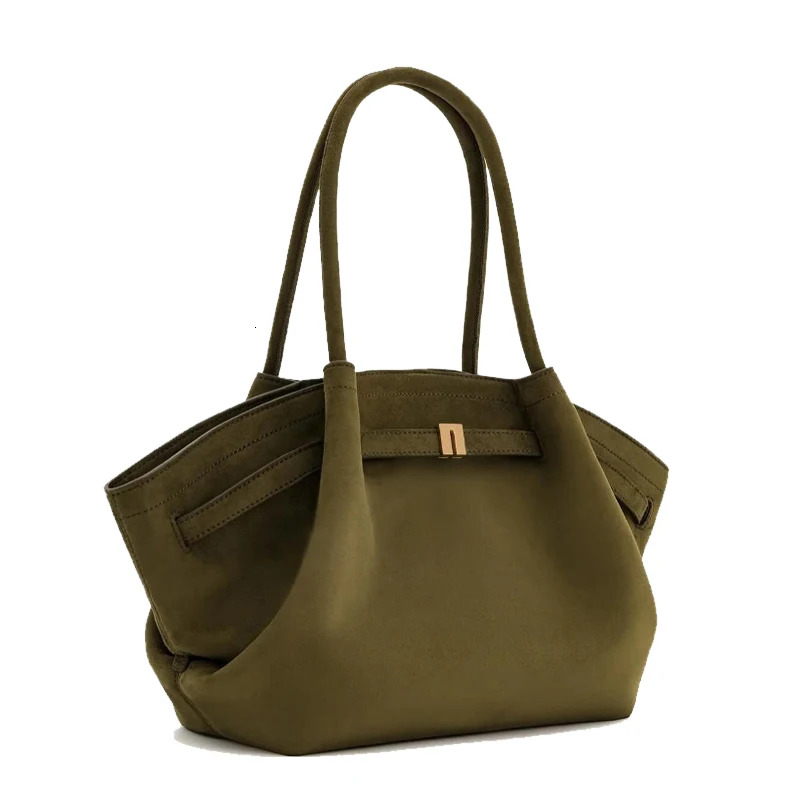 Autumn New Suede Buckle Design Women's Tote Classic Fashion Casual Handbag Retro Versatile Ladies Shoulder Armpit Bag Cartoon Style BagVoyage