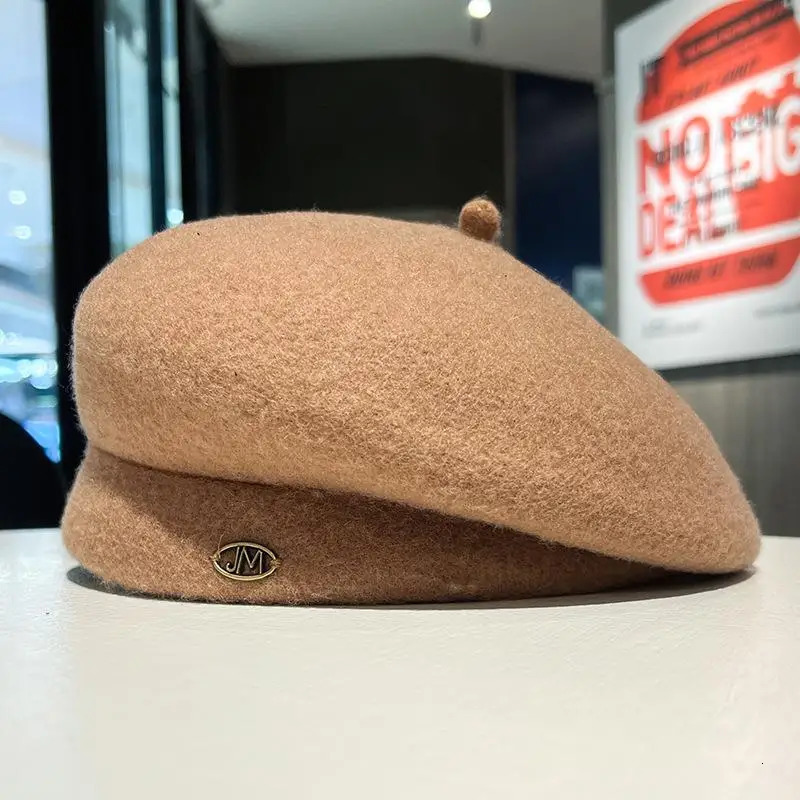 Women Autumn Winter Retro Woolen Felt Thick Berets Caps Big Head Fedora Classical Painter Hat 241127