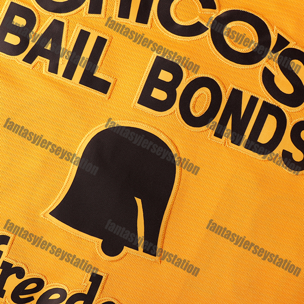 Men's Polyester Baseball Jersey Bad News Bears #3 Yellow Tanner Boyle Chico'S Bail Bonds Embroidered V-Neck, Breathable Button-Up Shirt for 