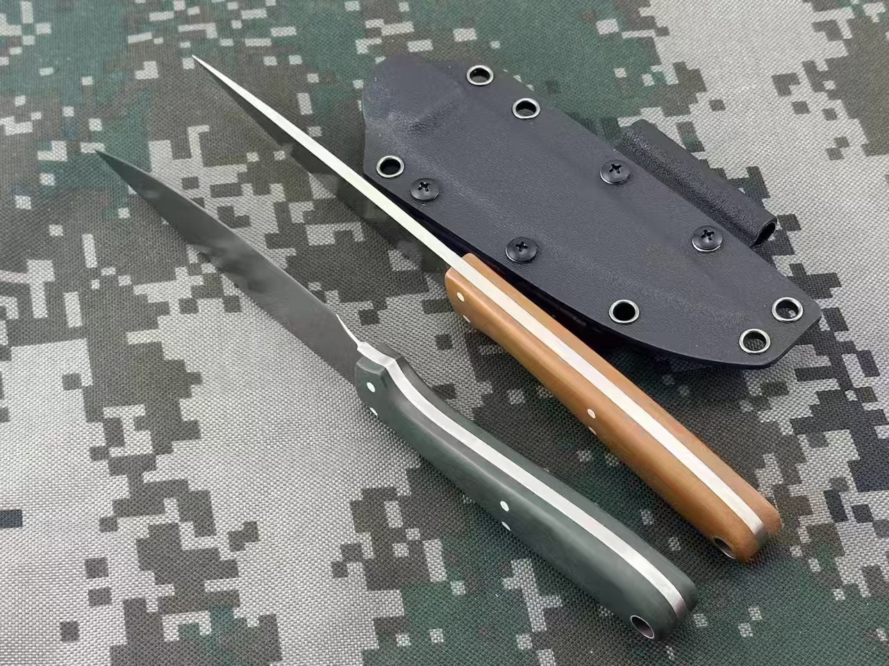 High Quality Survival Straight Knife S90V Satin Blade Full Tang G10 Handle Outdoor Camping Hiking Fishing Fixed Blade knife Knives with Kydex