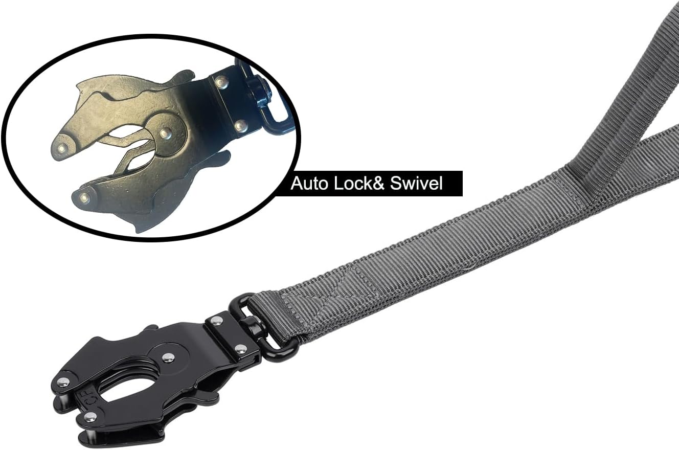 ICEFANG Tactical Dog Leash,K9 Training Walking Bungee Lead with 2 Control Handle,Heavy Duty Quick Release Metal Clasp,Hands Free D-Ring for Medium Lar