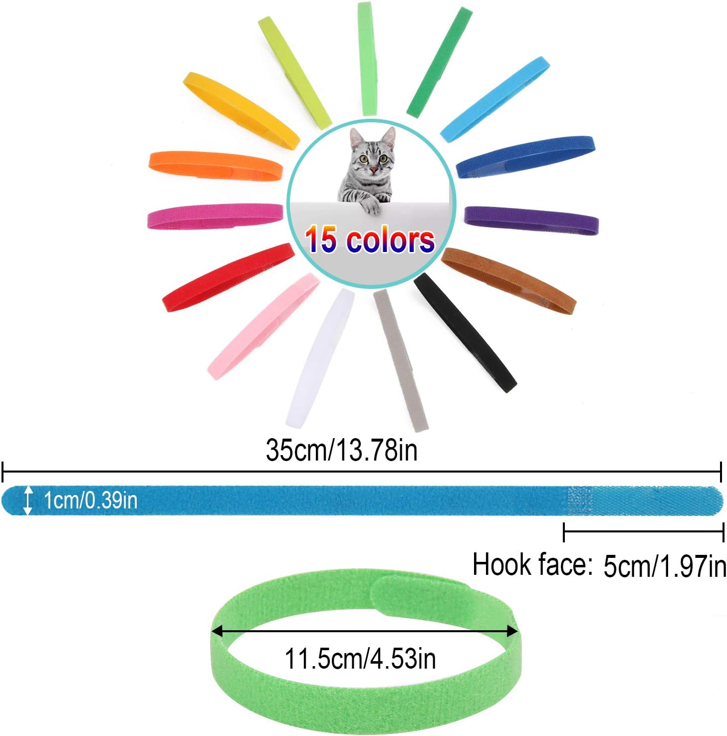 30 Pcs Puppy ID Collar Whelping Newborn Pet Collars Double-sided Soft Adjustable Identification Collar ID Bands for Newborn Pet Dog Cat 15 Colors