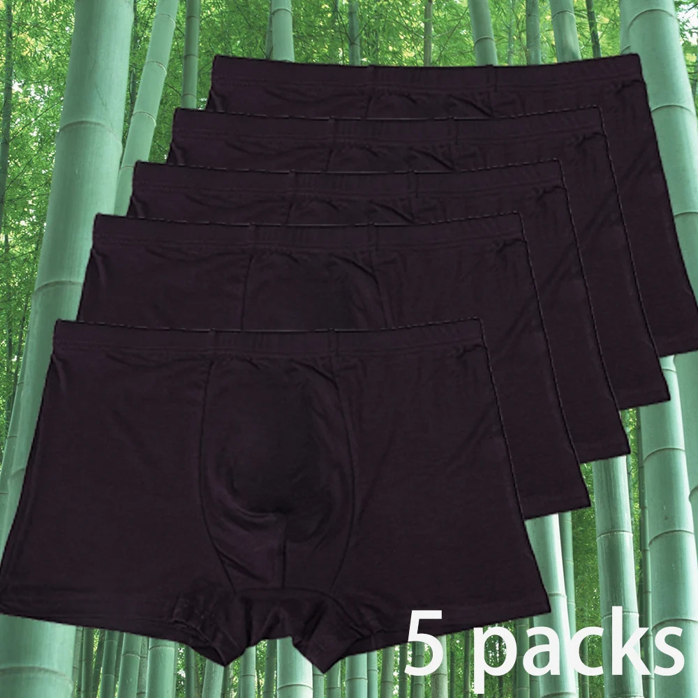 5 Pack Bamboo Boxing Mens XXL XXXL 5XL 6XL Plus Size Underwear Mens Flat Leg Gym Shorts Black Underwear Gift 241126