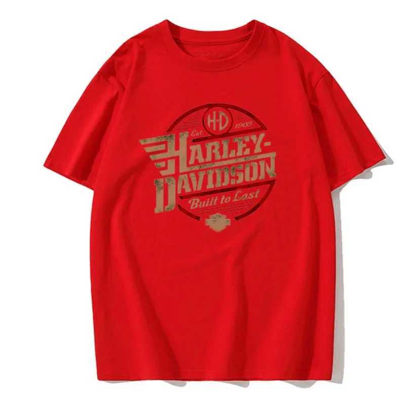 Men's T-Shirts Mens Motorcycle Harley Sports Davidson T-shirt Pure Cotton Summer Vintage Crewneck Extra Large T-shirt Mens and Womens Wear J24042